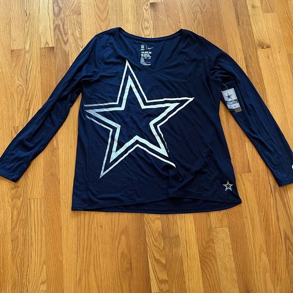 NWT Nike NFL Apparel Dallas Cowboys V Neck Top Shirt Ladies Navy BLue Star 3XL